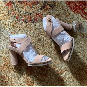 Halston | Soft Pink Suede Block Heels